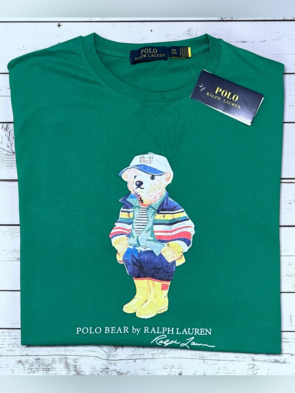 Polo Ralph Lauren Polo Bear T-shirt Mens 2XL Graphic Green Nautical Preppy READ